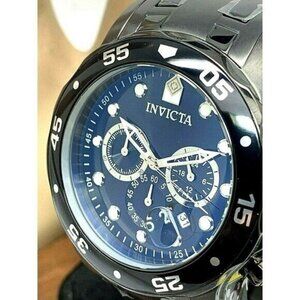 Invicta Men's Watch 0076 Pro Diver Quartz Chronograph Black Stainless Steel